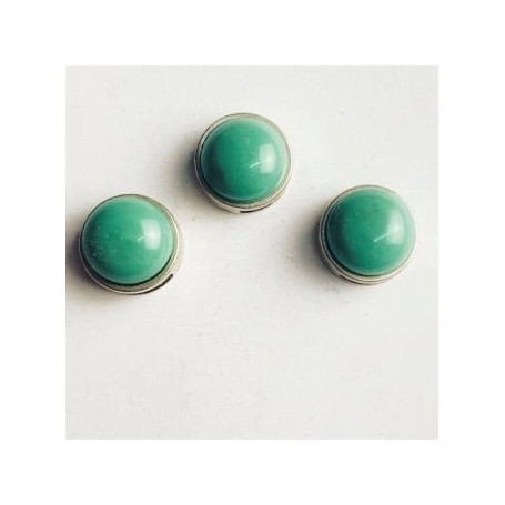 Entrepieza Redonda Agua Marina Mate Zamak 12x12mm pase 10mm