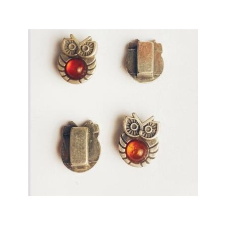 Entrepieza Buho Zamak Con Piedra Naranja 19x15mm Pase 10mm