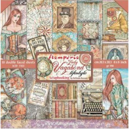 Lady Vagabond Lifestyle Colección de Scrapbooking 10 hojas 30,5x30,5 (12"x12") 2 caras 