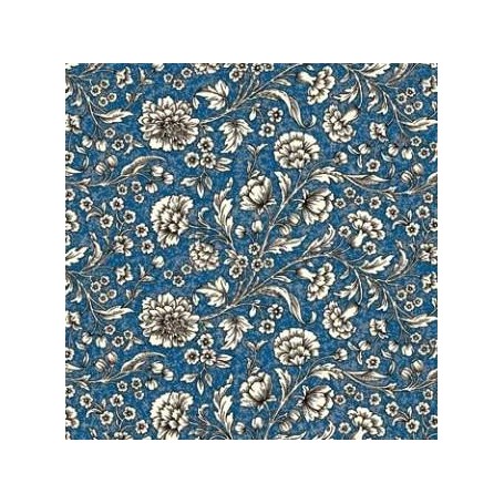 2 Papeles ROSSI Azul con flores Blancas 50x70