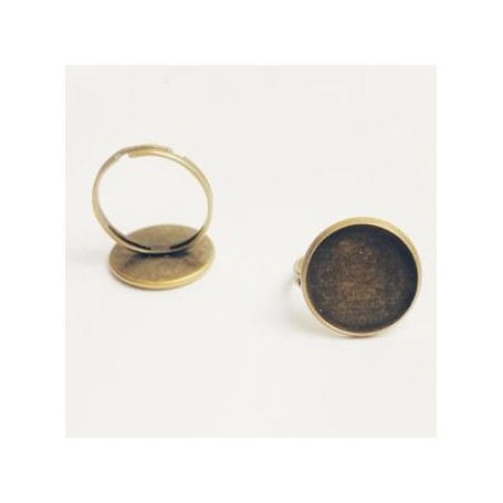 Anillo Zamak Liso Ajustable Oro Viejo 20mm