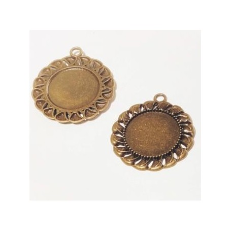 Colgante Camafeo Redondo Oro Viejo 53x47mm pase 5mm
