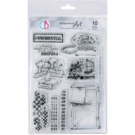 Set Sello Stamping Art Confidential 8x6 pulgadas