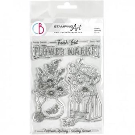 Set Sello Stamping Art Flower Market 8x6 pulgadas