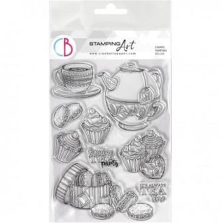 Set Sello Stamping Art Spring Tea Party 8x6 pulgadas