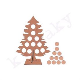 ARBOL  MADERA MDF DE NAVIDAD CON 11 BOLAS LISAS 50x47CM