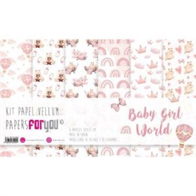 Colección Papel Vellum Scrap "BABY GIRL WORLD" 6 pap. 160gr.