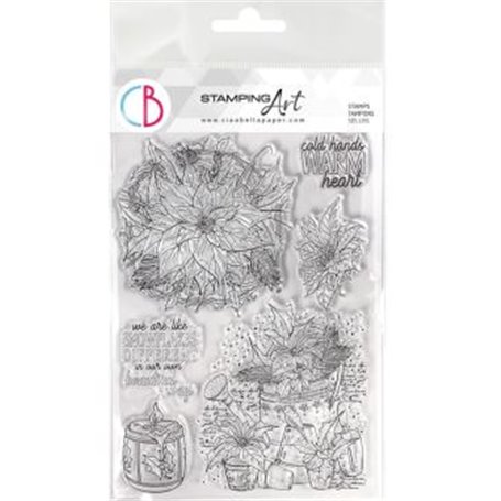 Set Sello Stamping Art Poinsettia 8x6 pulgadas