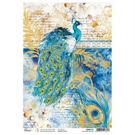 Papel de Arroz A4 Piuma Nocturnal Peacock