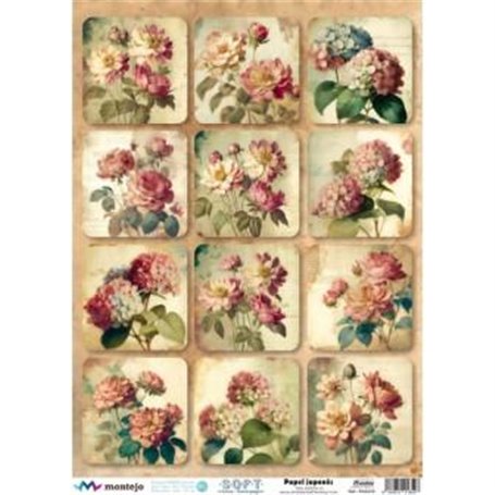 Papel de Arroz Japonés Soft FLORES VINTAGE 4 30x41cm