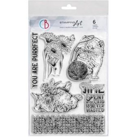 Set Sello Stamping Cats Playing 8x6 pulgadas