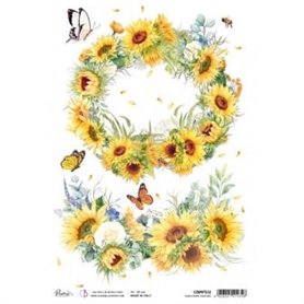 Papel de Arroz A4 Piuma Sunflowers Garland 21x29,7 cm