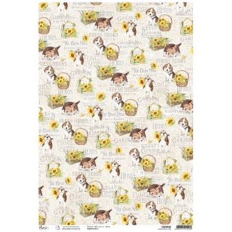 Papel de Arroz Piuma  Flowers & Puppies A3 