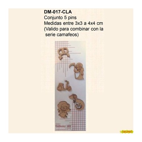 SILUETAS  SILUETAS CONJUNTO 5 PINS ANIMALES Y VESPA 3X3CM 4X4CM 