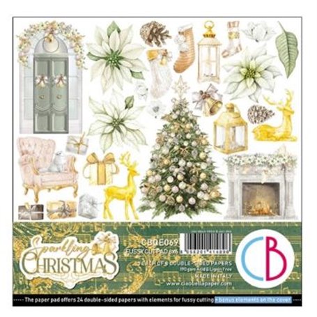 Colección Ciao Bella Sparkling Christmas Fussy Cut Pad 6"x6" 15x15cm