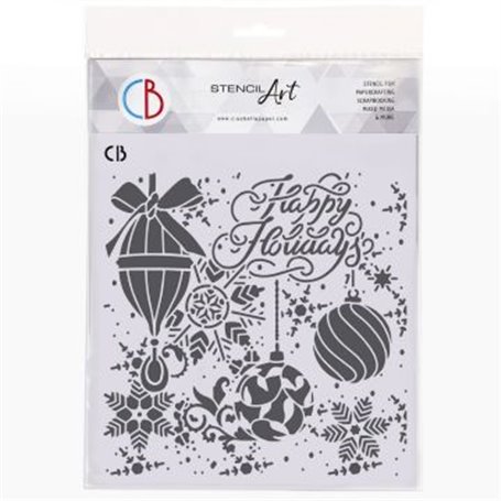 Texture Stencil Happy holidays 20x20cm