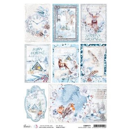 Papel de Arroz A4 Piuma Winter Journey cards 21x29,7 cm