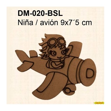 SILUETA NIÑA CON AVION 9X7,5CM