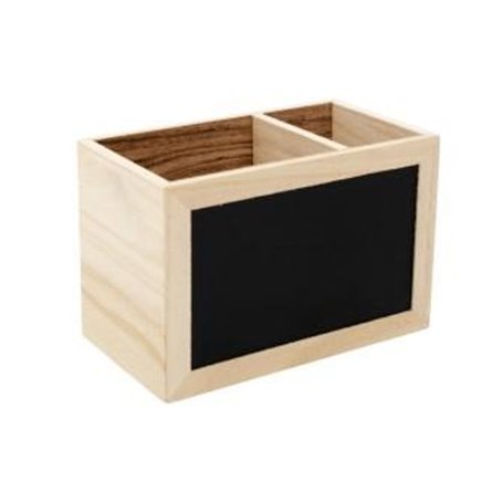 Caja 2 divisiones con pizarra 18x10x12cm
