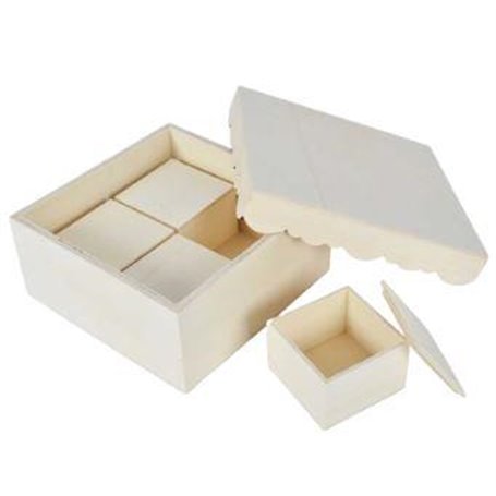 Caja con cajas 4 interiores Ondas Caja 17x17x8.4cm