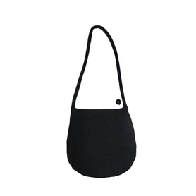 Bolso de Fieltro Negro con Cremallera