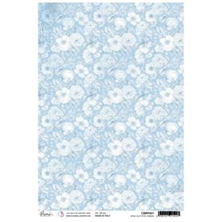 Papel de Arroz A4 Piuma  Royal Blue Petal Parade