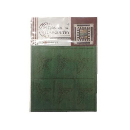Mosaico en Madera Hojas 2 Verde 13x13cm