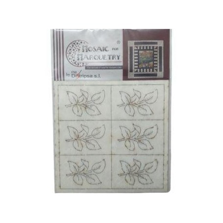 Mosaico en Madera Hojas 3 Blanco 13x13cm