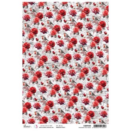 Papel de Arroz A4 Passionate Red Roses