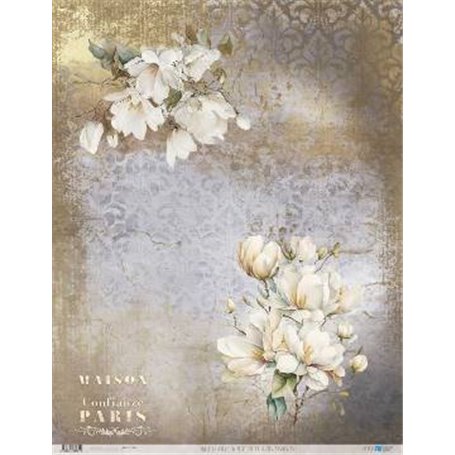 Papel De Arroz La Petite Vie En Fleurs Magnolias III 54x70cm