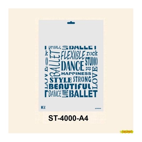 Plantilla Stencil DIN A4 Fondo Palabras Dance 210x297 mm