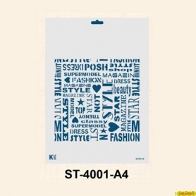 Plantilla Stencil DIN A4 Fondo Palabras Fashion 210x297 mm