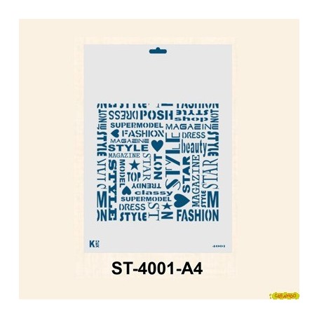 Plantilla Stencil DIN A4 Fondo Palabras Fashion 210x297 mm