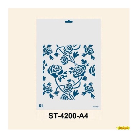 Plantilla Stencil DIN A4  Fondo Rosas 210x297 mm