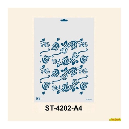 Plantilla Stencil DIN A4  Fondo Rosas Silvestres 210x297 mm