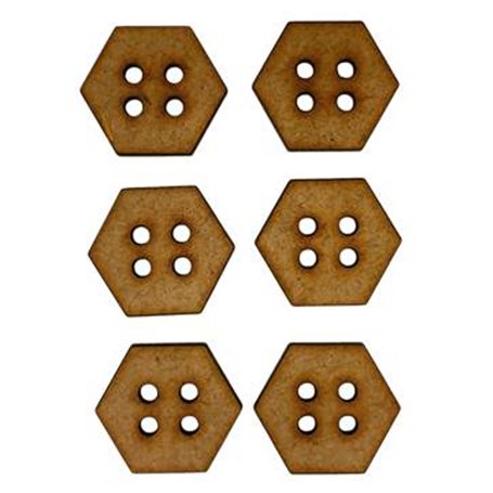 Botones Hexagonales 3 cm. 6 u.