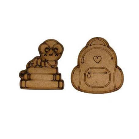 Conjunto Siluetas DM Escolares Gusano-Libros y Mochila