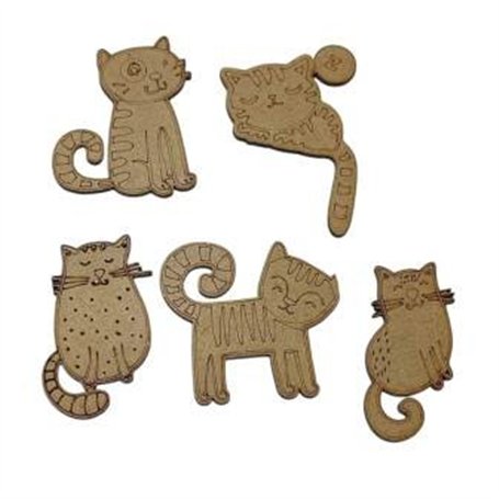 Conjunto Siluetas Dm Gatos 5 Und. 5cm. Alto Aprox.