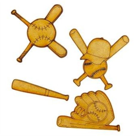 Conjunto Siluetas Beisbol 4 piezas.