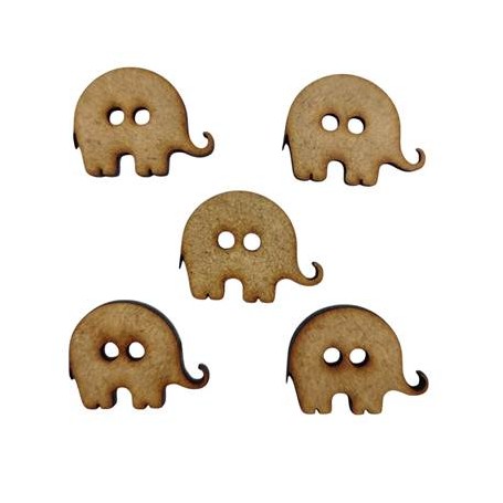 Conjunto 5 Botones Elefante 3,2x2,5cm