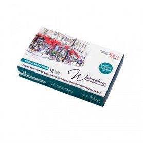 ROSA GALLERY Caja Metal 12 Godets Acuarela "Urban Sketching" 
