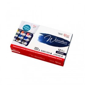 ROSA GALLERY Caja Metal 12 Godets Acuarela "Classic"