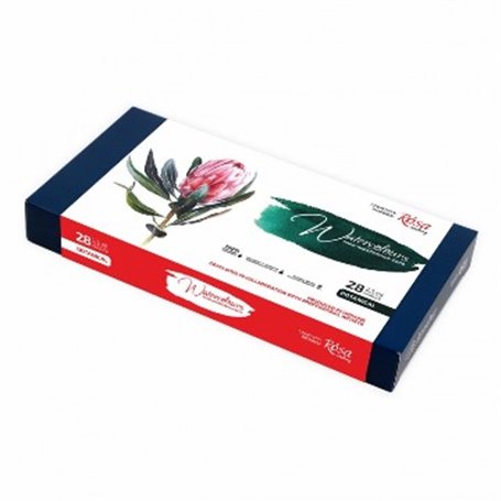 ROSA GALLERY Caja Metal 28 Godets Acuarela "Botanical"