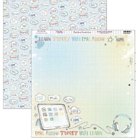 Papel scrapbooking Dayka "Tablet Con Bocadillos" 30,5x31,5 cm