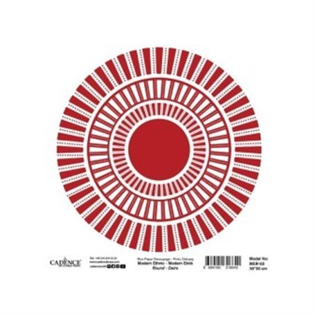 Papel Arroz CADENCE Modern Ethnic Round Red 30x30cm