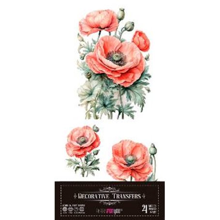 Decorative Transfers Poppy 15x30cm. 4 Hojas.