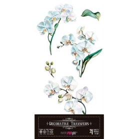 Decorative Transfers White Orchid 15x30cm. 4 Hojas.
