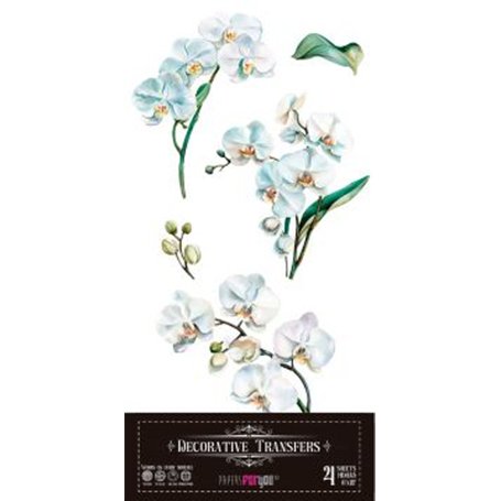 Decorative Transfers White Orchid 15x30cm. 4 Hojas.