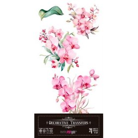 Decorative Transfers Pink Orchid 15x30cm. 4 Hojas.