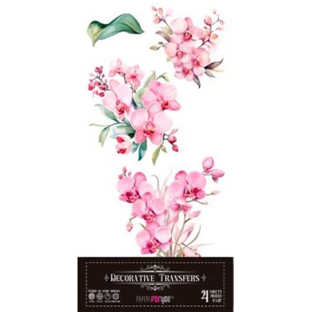 Decorative Transfers Pink Orchid 15x30cm. 4 Hojas.